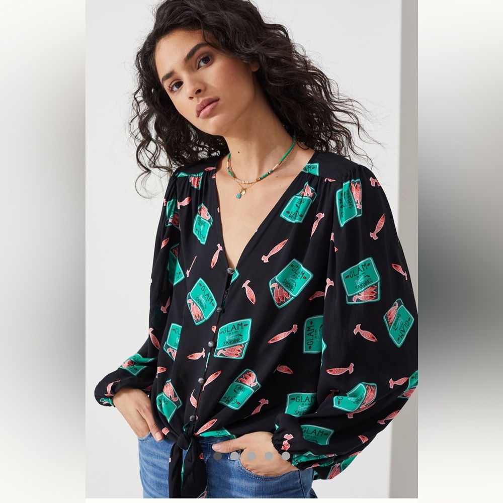 Anthropologie Sardine Print Blouse Top